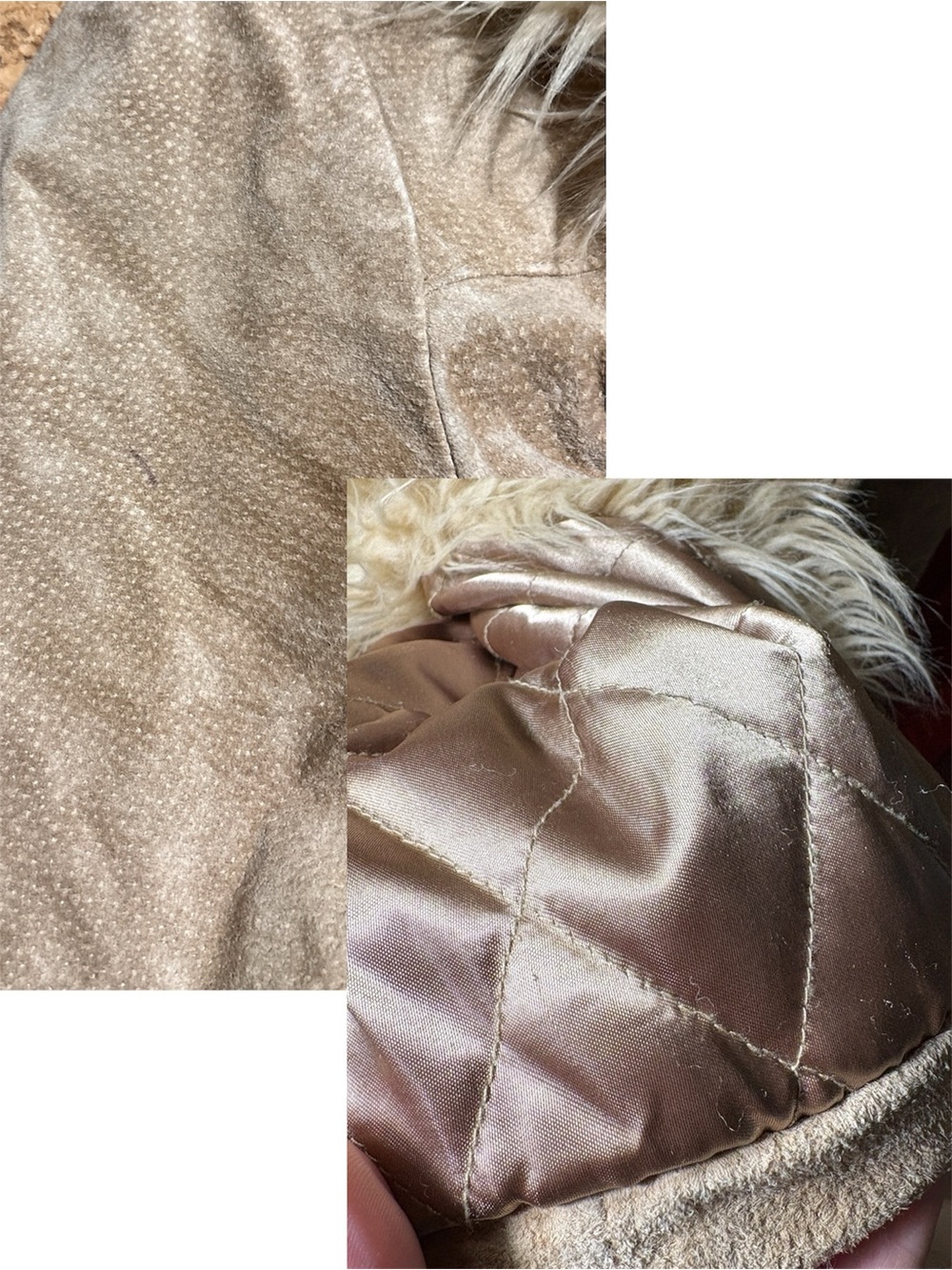 Wilsons Leather Maxima Vintage Y2K Suede Penny Lane Coat Faux Fur Trim Sz L - Picture 13 of 16